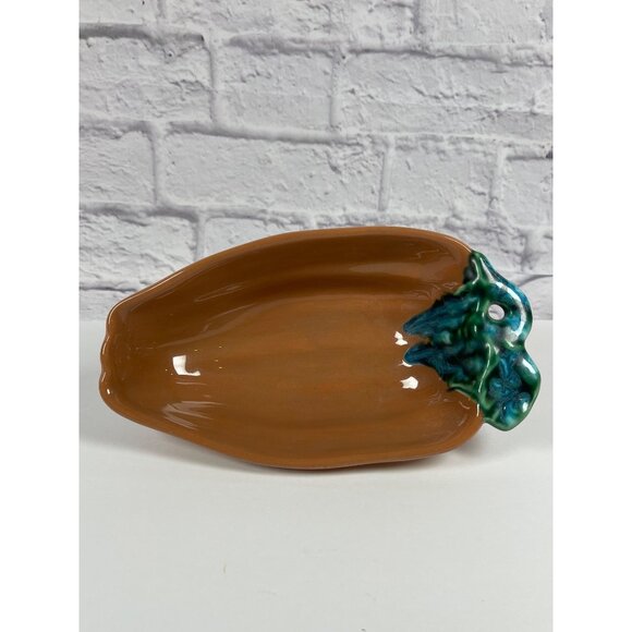 Terracotta Bowl Handcrafted Ceramic Southwest Chili Pepper Green Glaze Vintage - Picture 2 of 11